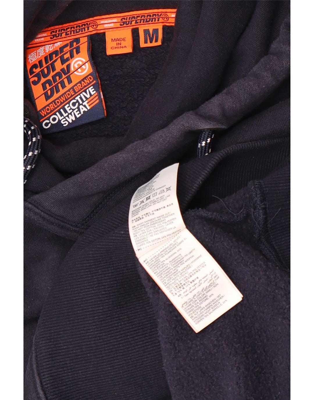 SUPERDRY Męski sweter z kapturem, średni granatowy, bawełniany