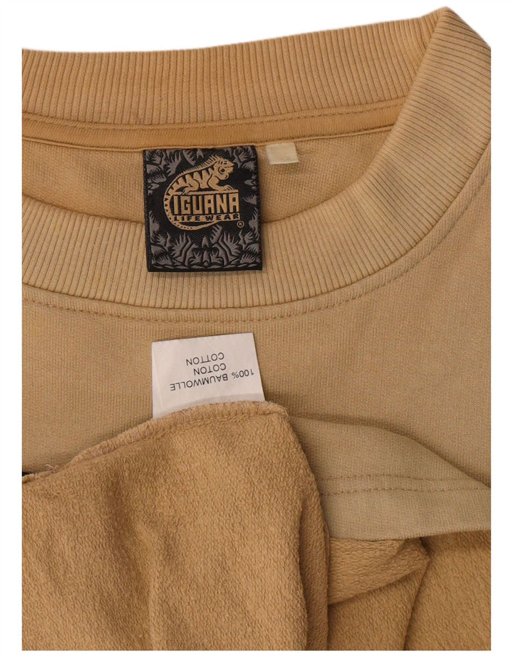Męska bluza z grafiką IGUANA XL, beżowa, bawełniana