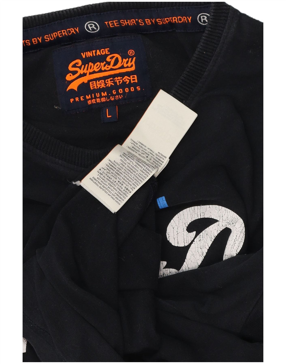Męski top graficzny Superdry z długim rękawem, duży, czarny, bawełniany