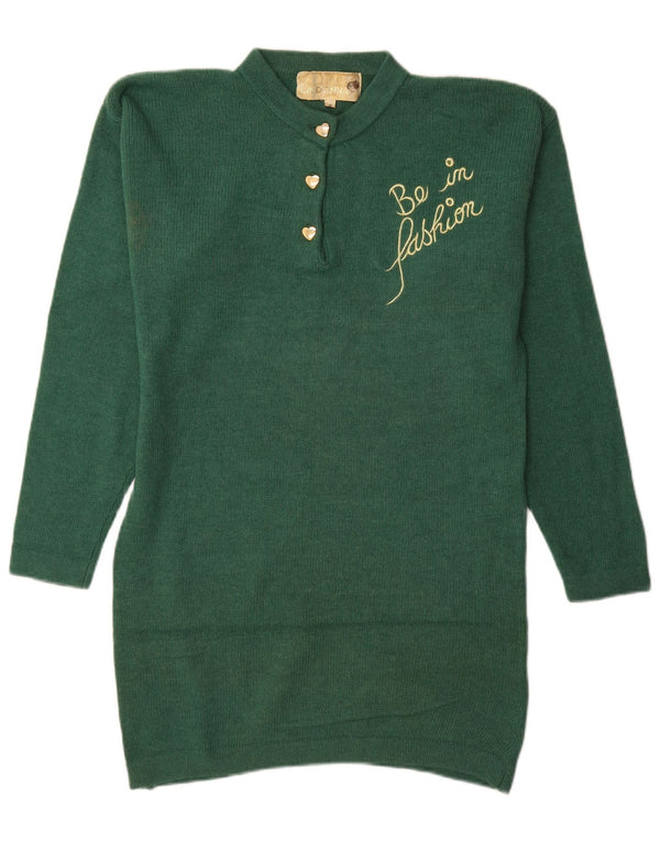 Vintage damska sukienka oversize z długim rękawem UK 10 Small Green