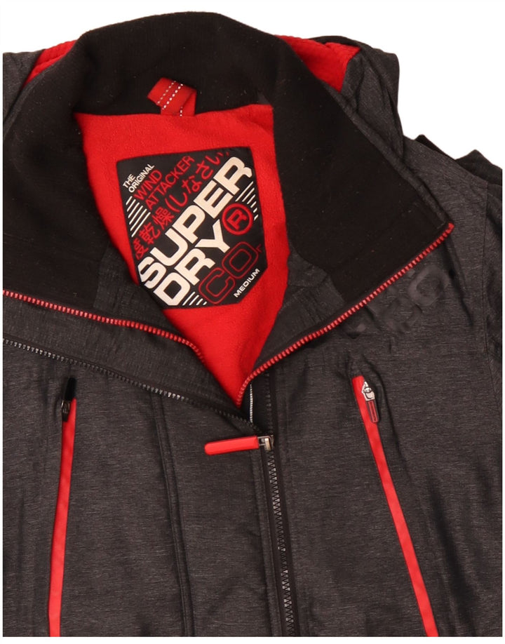 SUPERDRY Męska kurtka wiatrówka z kapturem UK 38, średnioszary poliester