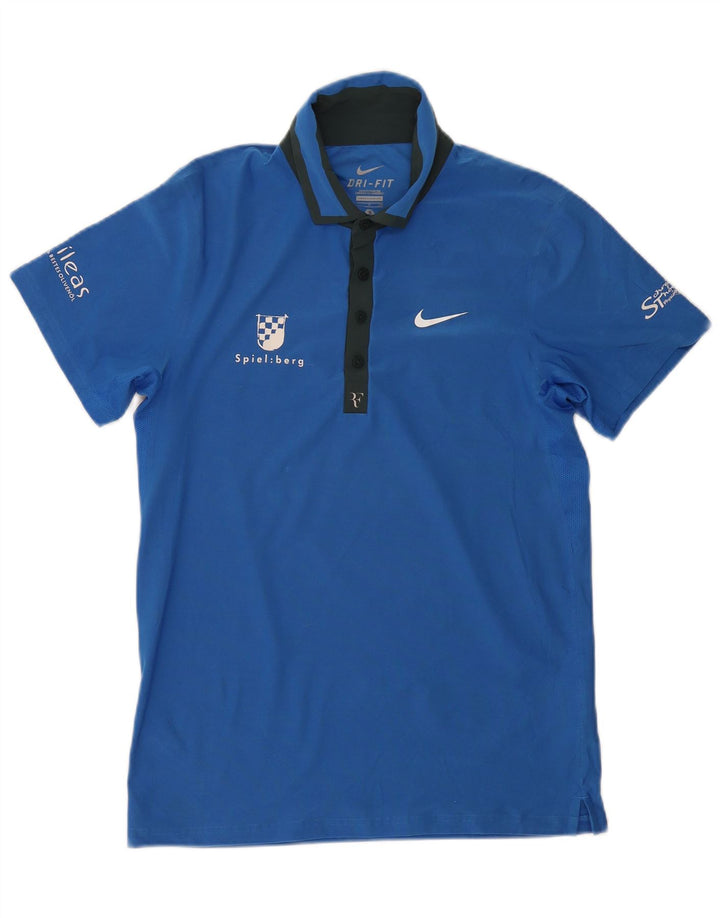 Męska koszulka polo NIKE Dri Fit, mała, niebieska, z poliestru