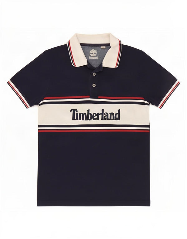 Chłopięca koszulka polo Timberland z grafiką, 11-12 lat, XS, granatowa, z blokami kolorów