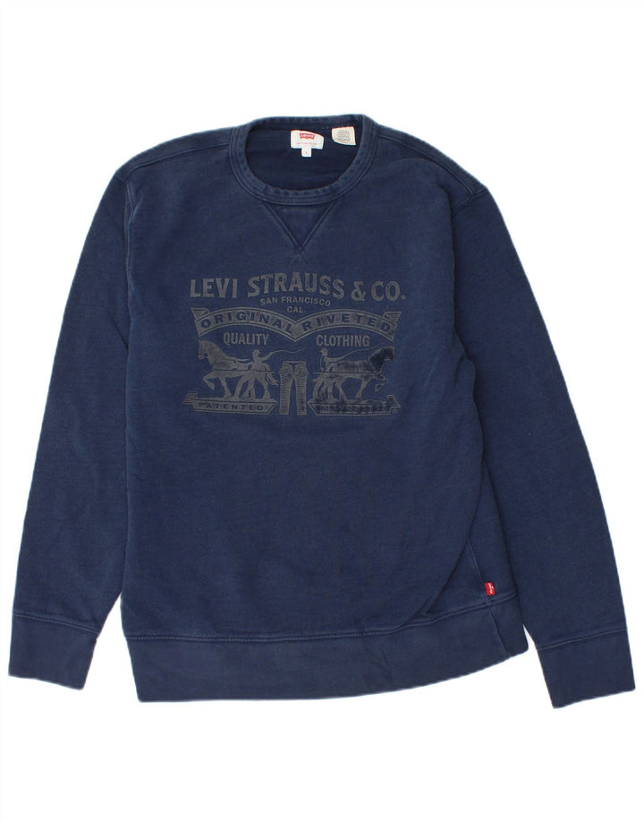 Męska bluza z grafiką LEVI'S, mała, granatowa, bawełniana