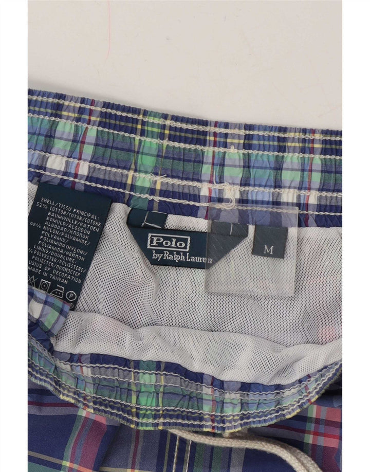 Męskie spodenki kąpielowe Polo Ralph Lauren w średnią niebieską kratkę, bawełniane