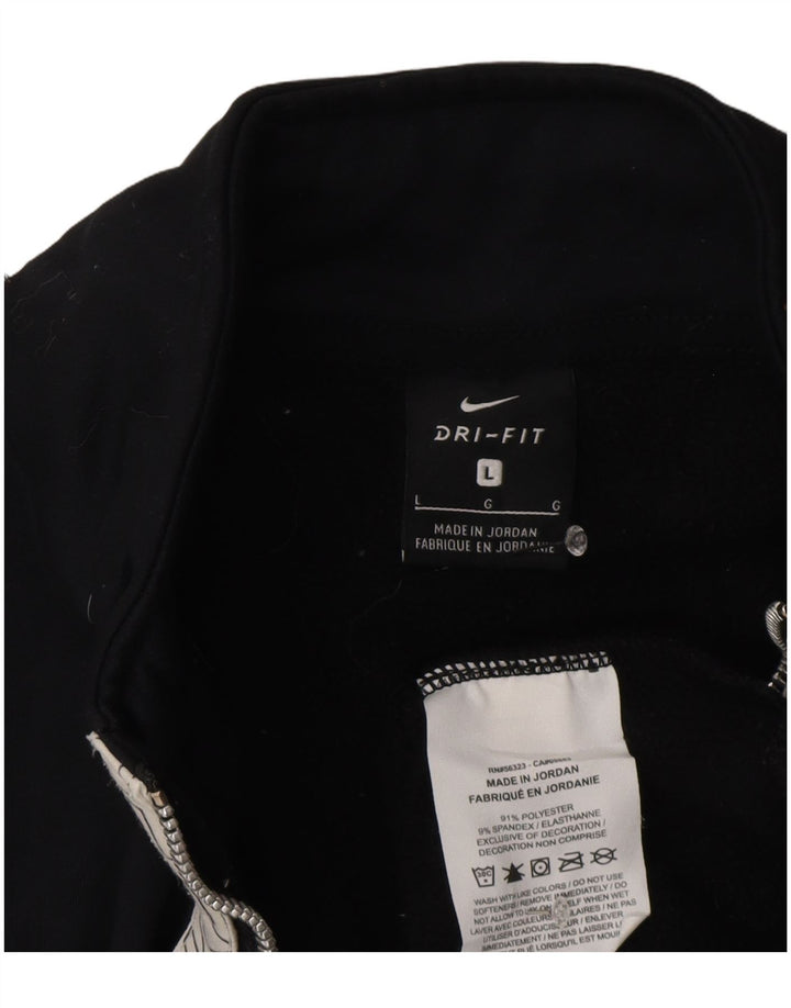 Męski sweter Nike Dri Fit z grafiką i zamkiem błyskawicznym, duży, czarny poliester