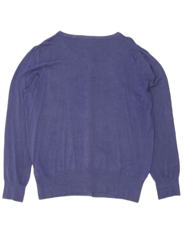 Marks & Spencer Damski sweter kardigan UK 16, duży, niebieski, wiskoza