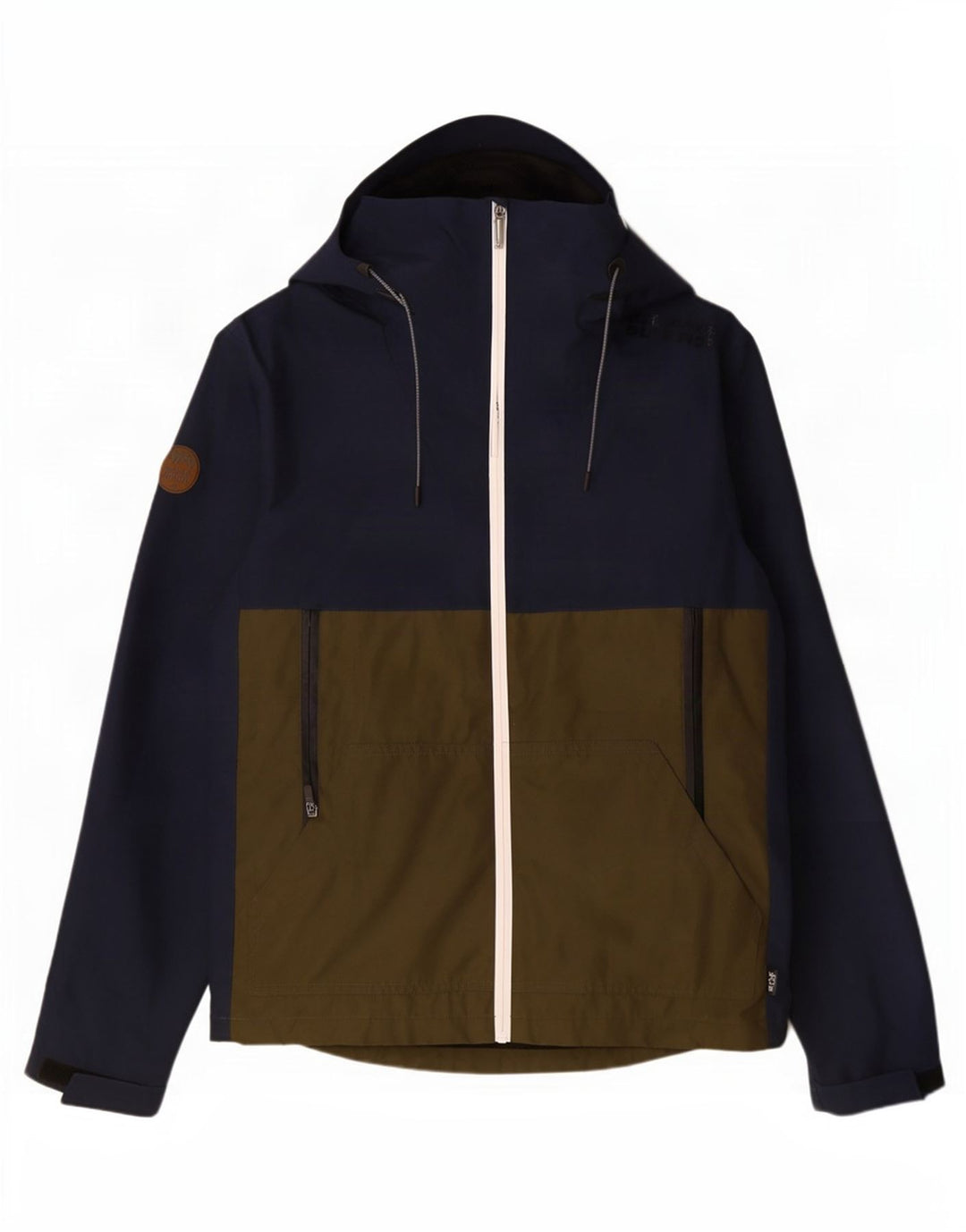 Męska kurtka przeciwdeszczowa z kapturem Superdry UK 34 XS Granatowy poliester w blokach kolorów
