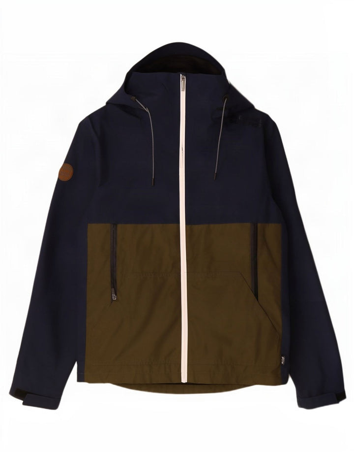Męska kurtka przeciwdeszczowa z kapturem Superdry UK 34 XS Granatowy poliester w blokach kolorów