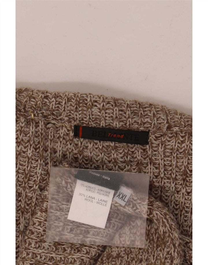Męski sweter rozpinany Belmonte 2XL, brązowy, nakrapiany akryl