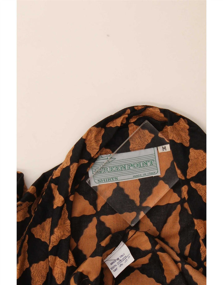 Koszula męska z krótkim rękawem w stylu vintage, średnia czarna, geometryczna bawełna