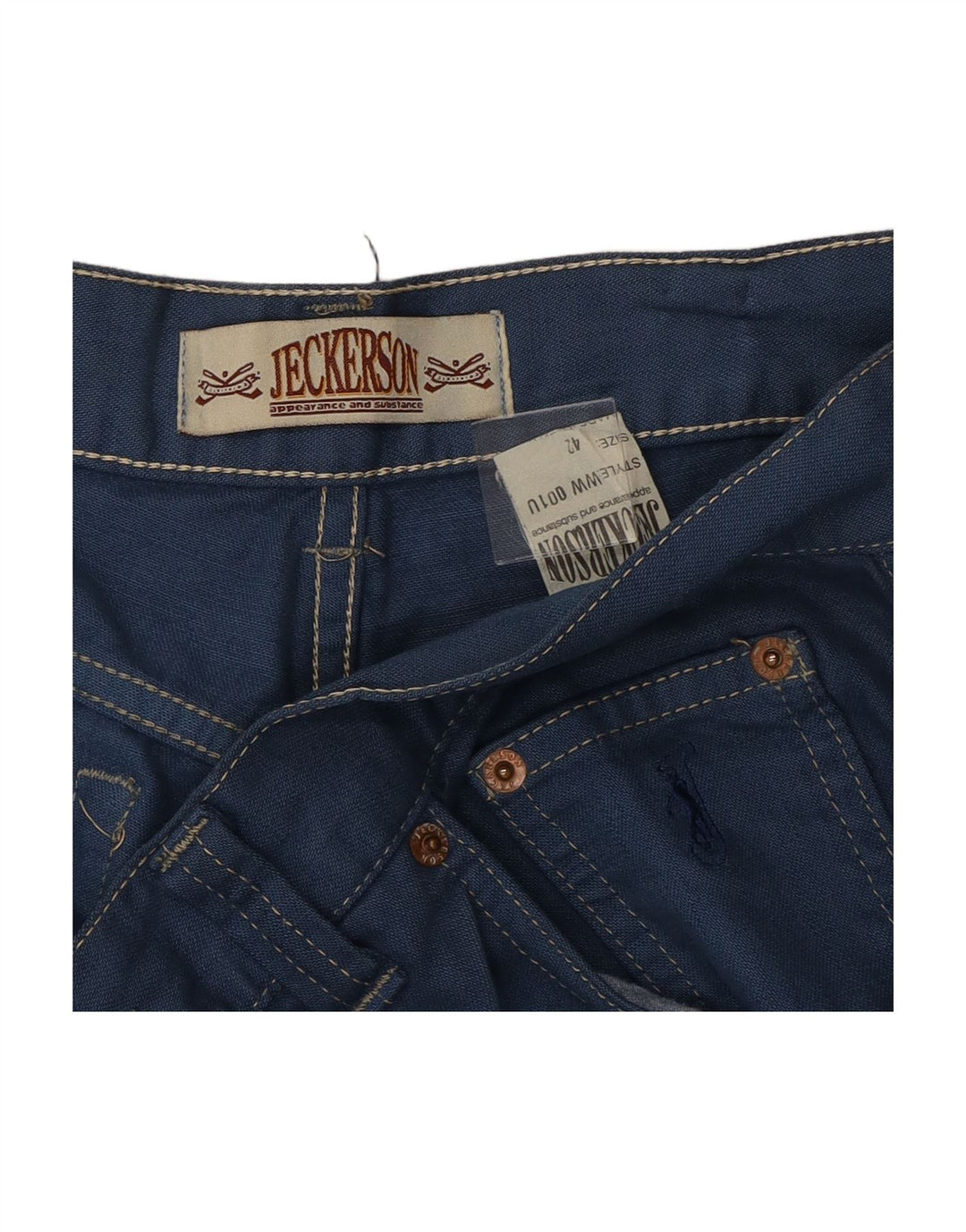 JECKERSON Mens Straight Jeans W42 L32 Blue Cotton