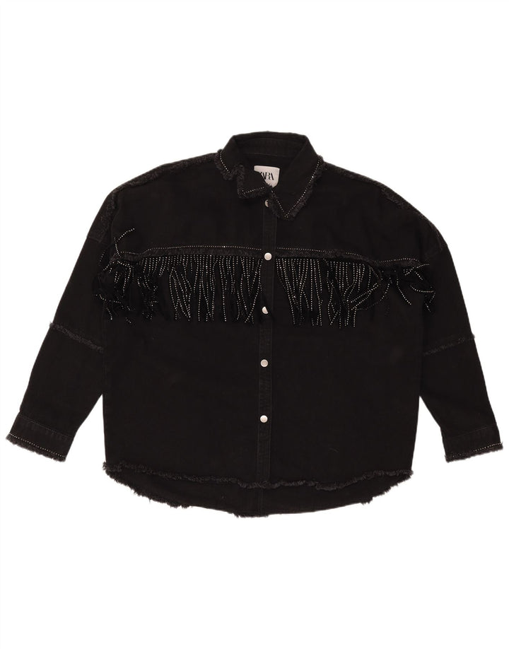 Damska kurtka jeansowa oversize ZARA UK 6 XS, czarna, bawełniana