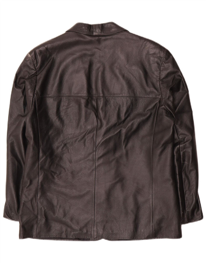 Vintage męska skórzana marynarka zapinana na 2 guziki IT 50 duża czarna skóra