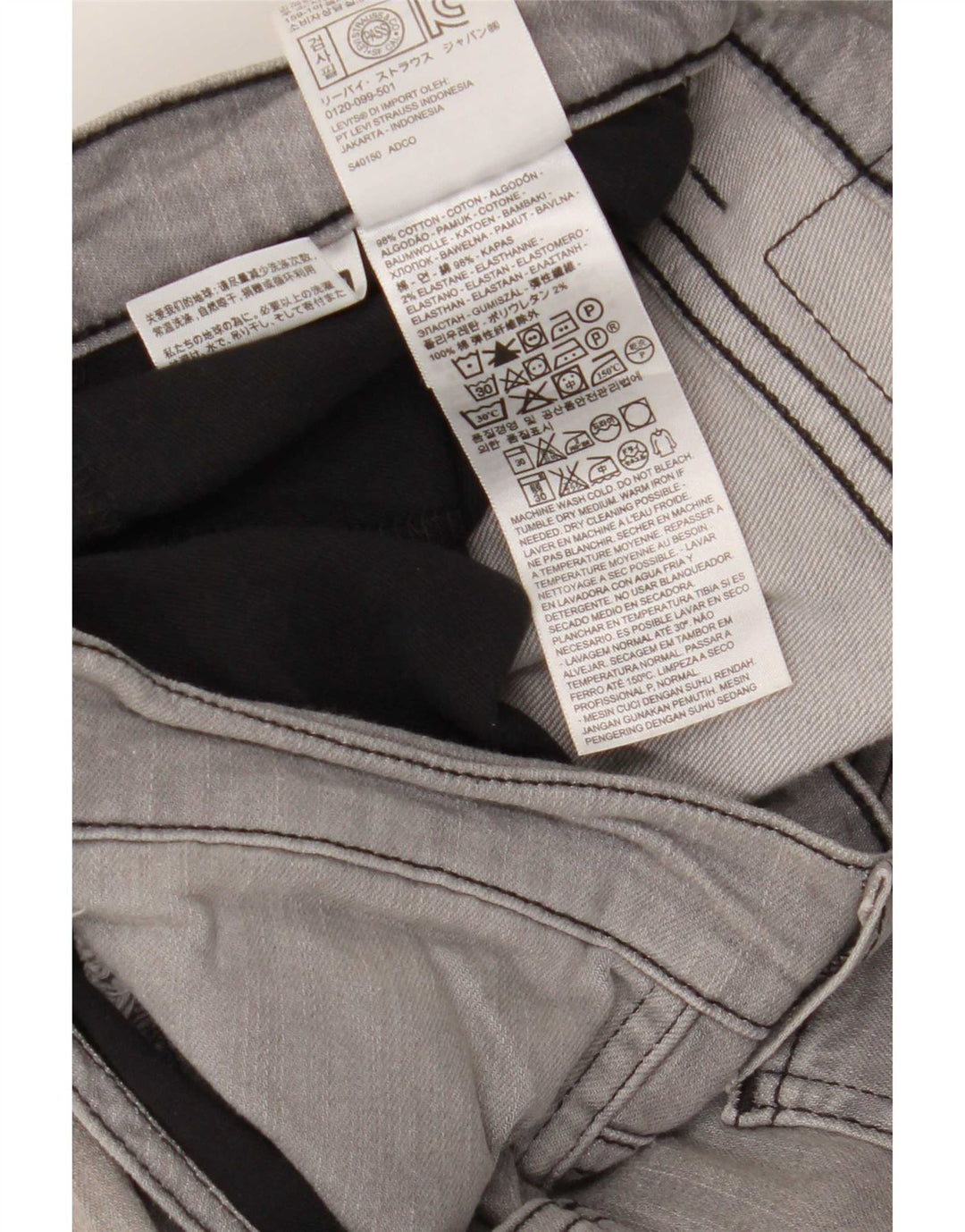 Męskie jeansy Levi's 511 Tapered W34 L32 Szara bawełna