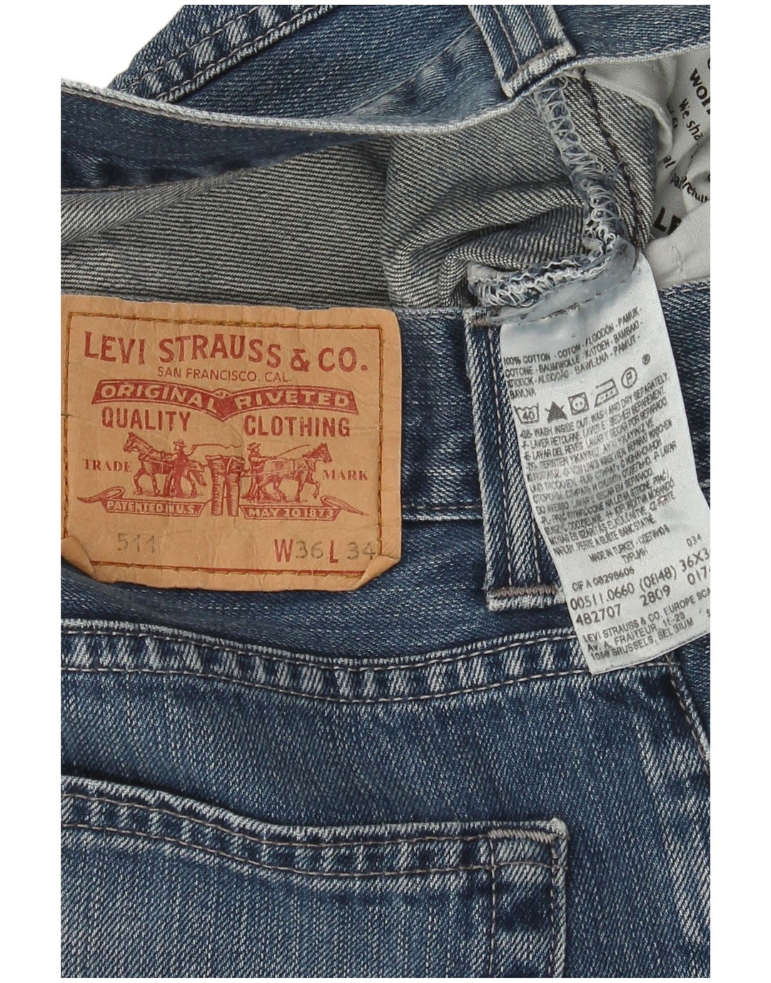 Damskie jeansy Levi's 511 Slim W36 L27 Niebieskie bawełniane