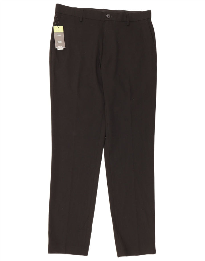 Męskie spodnie chino Marks & Spencer Slim Fit W32 L31 Czarny poliester