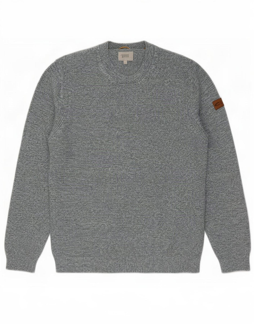 Camel Active Męski sweter z okrągłym dekoltem, duży, niebieski, bawełniany w cętki