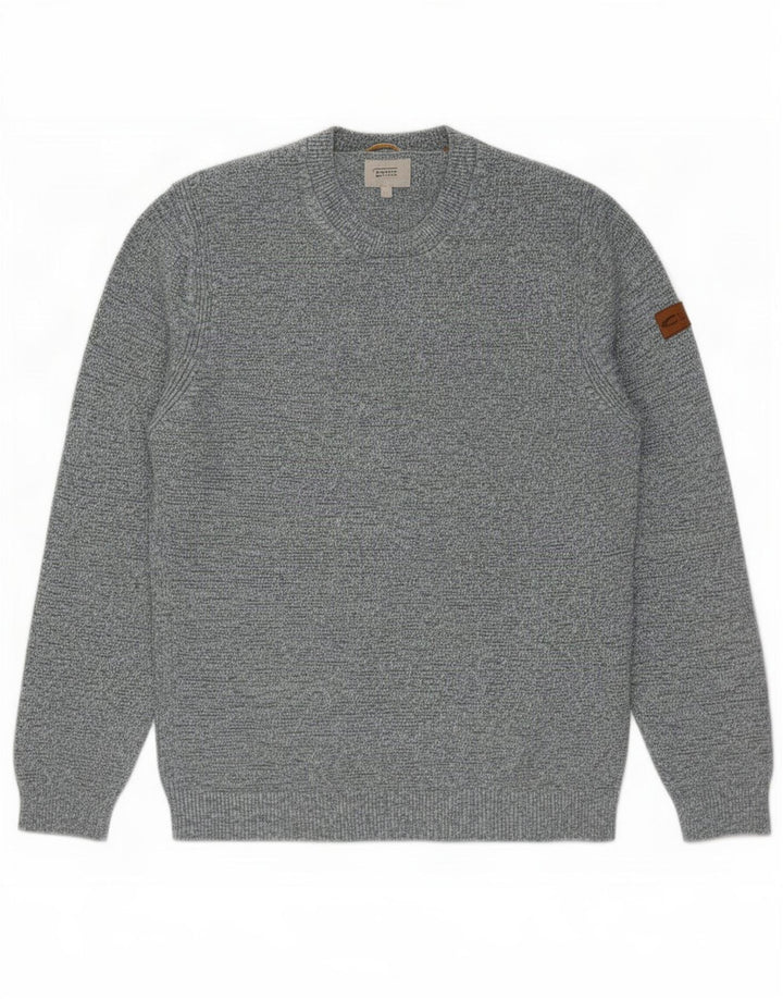 Camel Active Męski sweter z okrągłym dekoltem, duży, niebieski, bawełniany w cętki