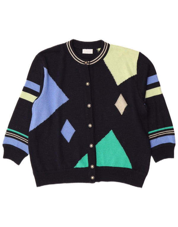 Sweter damski Rabe Cardigan UK 14 Duży granatowy geometryczny akryl