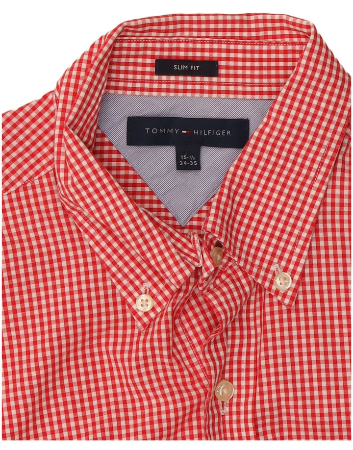 Koszula męska Tommy Hilfiger o dopasowanym kroju, rozmiar 15 1/2, średnia czerwona kratka