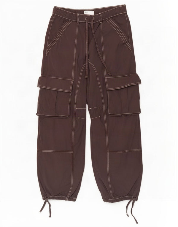 Spodnie damskie Zara Joggers Cargo EU 36 Small W26 L30 Brązowa bawełna