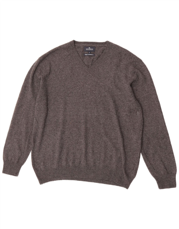 Męski sweter Marks & Spencer Blue Harbor z dekoltem w kształcie litery V, XL, szary, wełniany