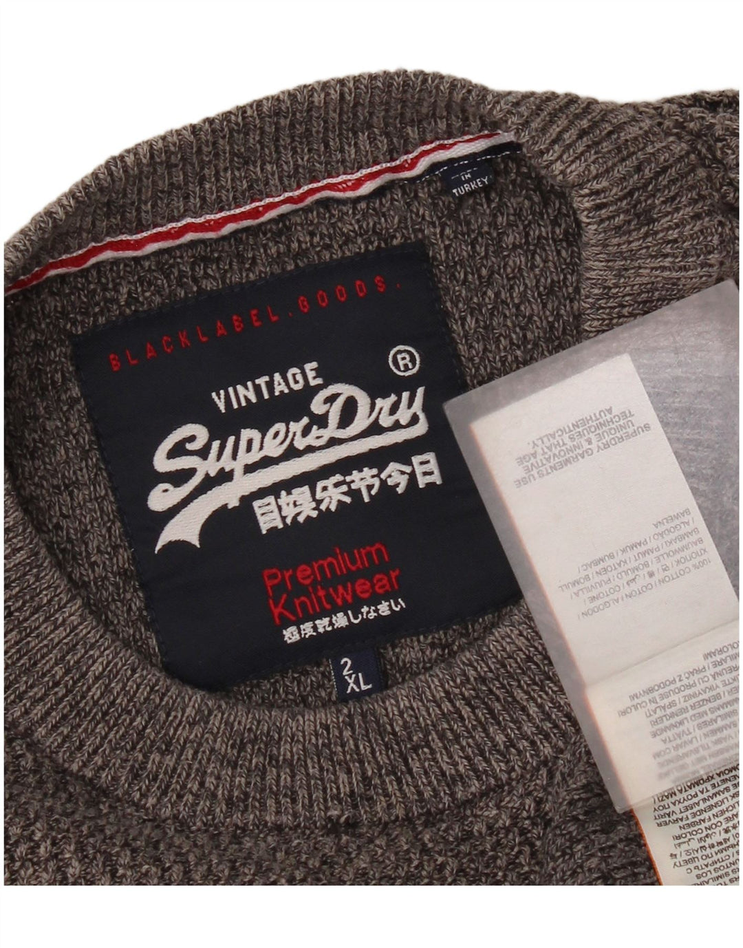 Męski sweter z okrągłym dekoltem Superdry 2XL, szara bawełna