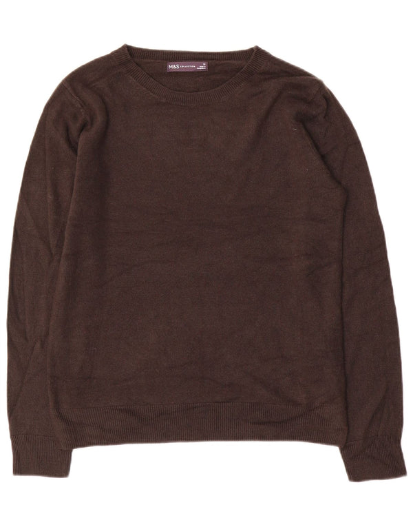 Marks & Spencer Damski sweter z dekoltem w łódkę UK 10 Mały brązowy akryl
