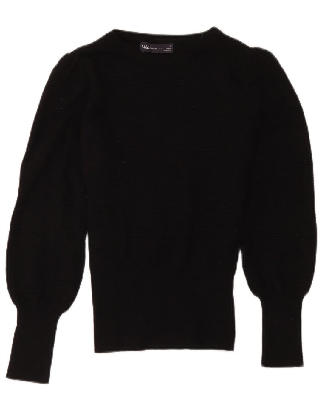 Marks & Spencer Damski sweter z okrągłym dekoltem UK 10, mały, czarny, klasyczny