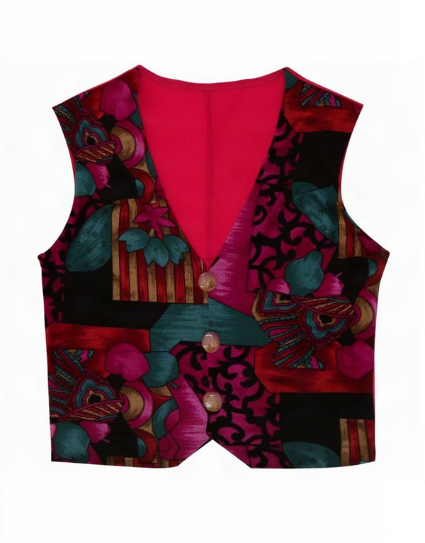 Kamizelka damska Vintage UK 10 Mały wielobarwny patchwork