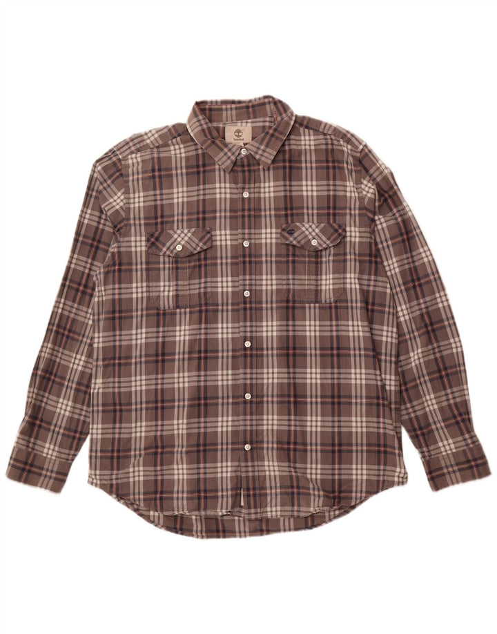 Koszula męska TIMBERLAND o regularnym kroju XL, szara, bawełniana w kratę