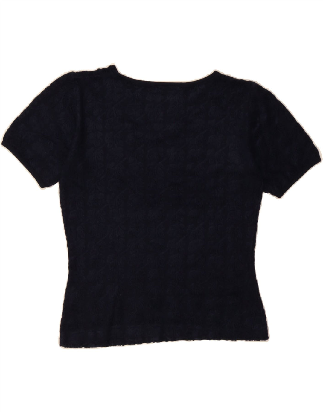 MONSOON Womens Crop Blouse Top UK 12 Medium Navy Blue Floral Viscose Vintage Monsoon and Second-Hand Monsoon from Messina Hembry 