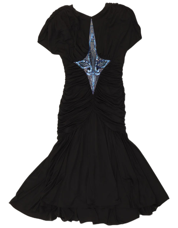 CASADEI Damska sukienka maxi o kroju syreny UK 14, średnia czarna, lata 80-te