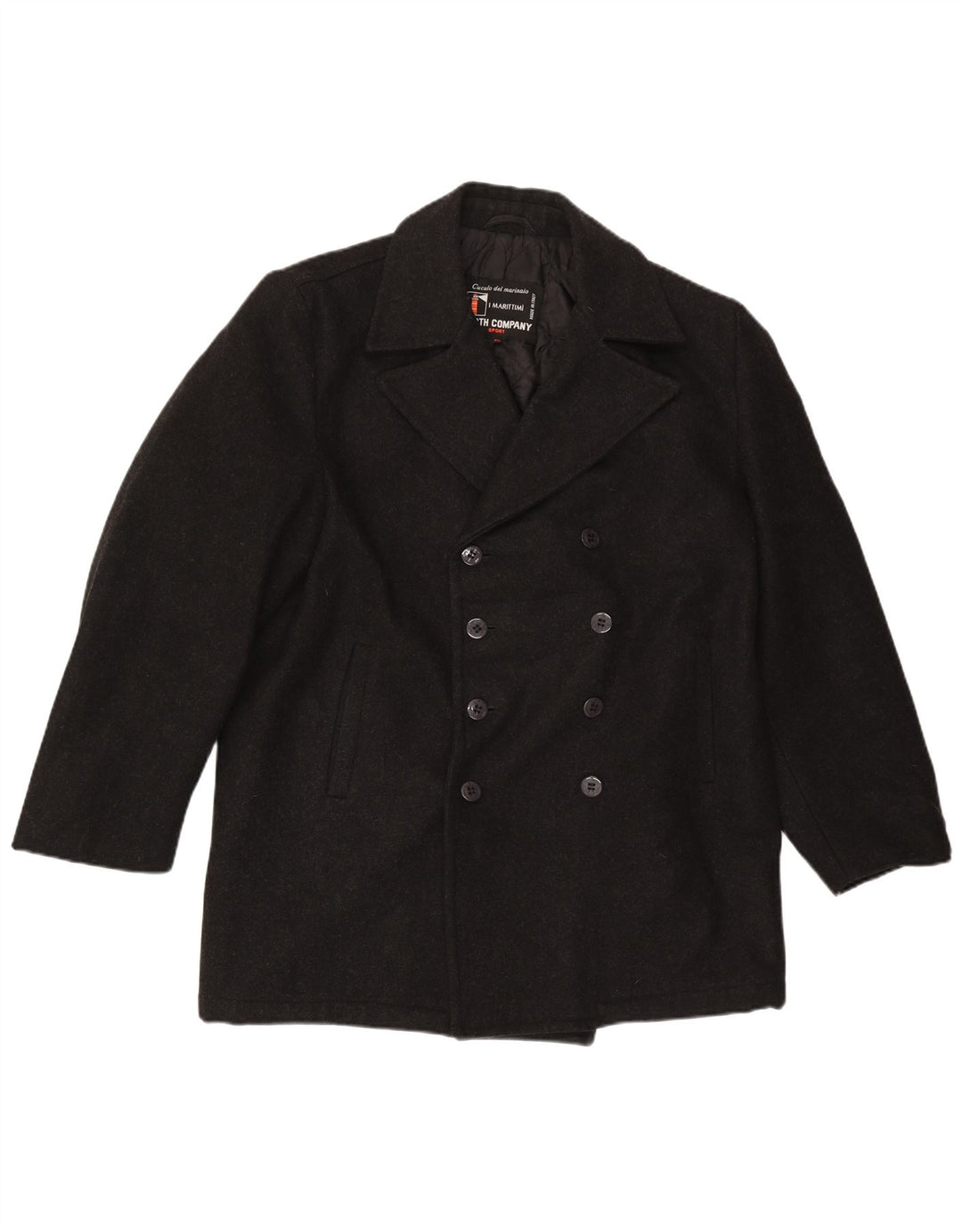 Vintage męski płaszcz groszkowy UK 42 XL czarna wełna