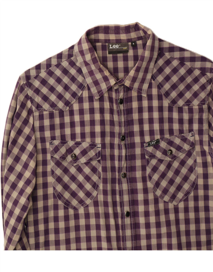 LEE Mens Shirt Medium Purple Gingham Cotton Vintage Lee and Second-Hand Lee from Messina Hembry 
