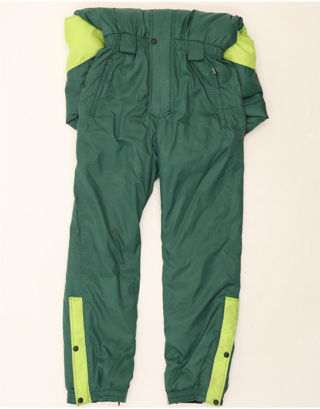 Brugi Mens Ski Jumpsuit IT 44 Small Green Colourblock Polyamide