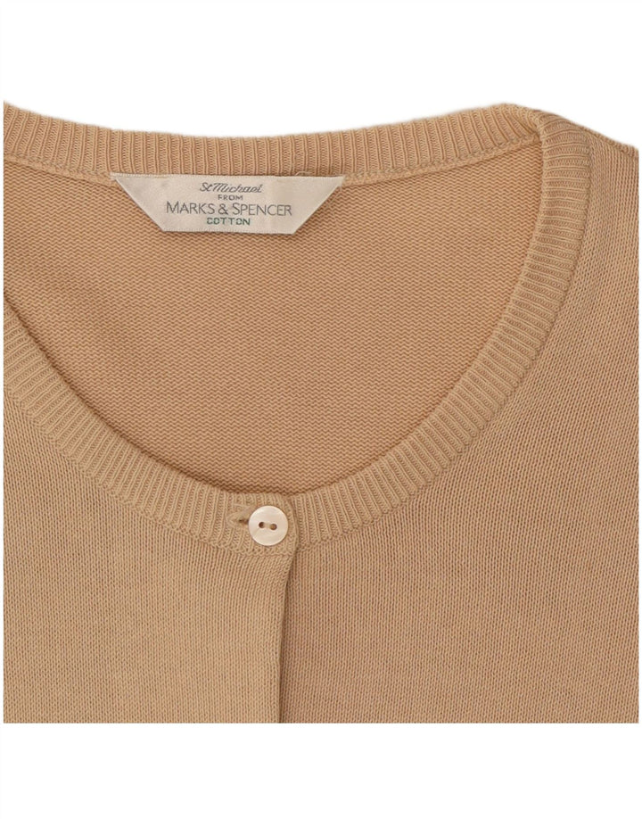 Marks & Spencer Damski sweter rozpinany UK 12, średni beż, bawełna