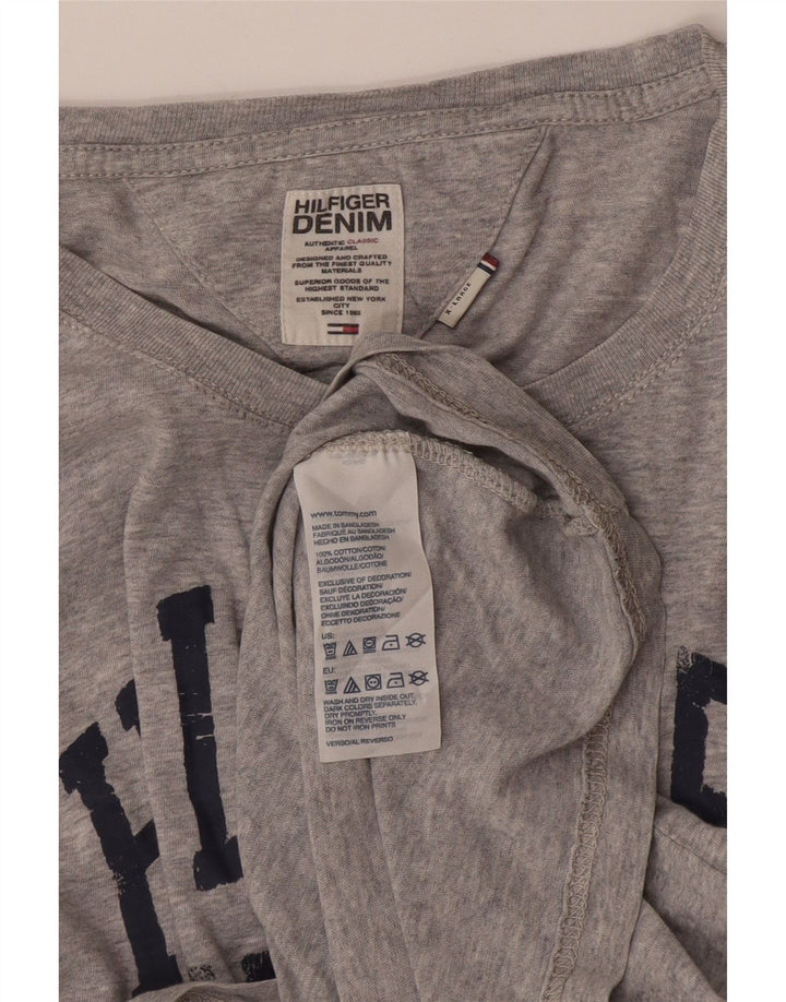 Męski top graficzny Tommy Hilfiger z długim rękawem XL, szary, bawełniany