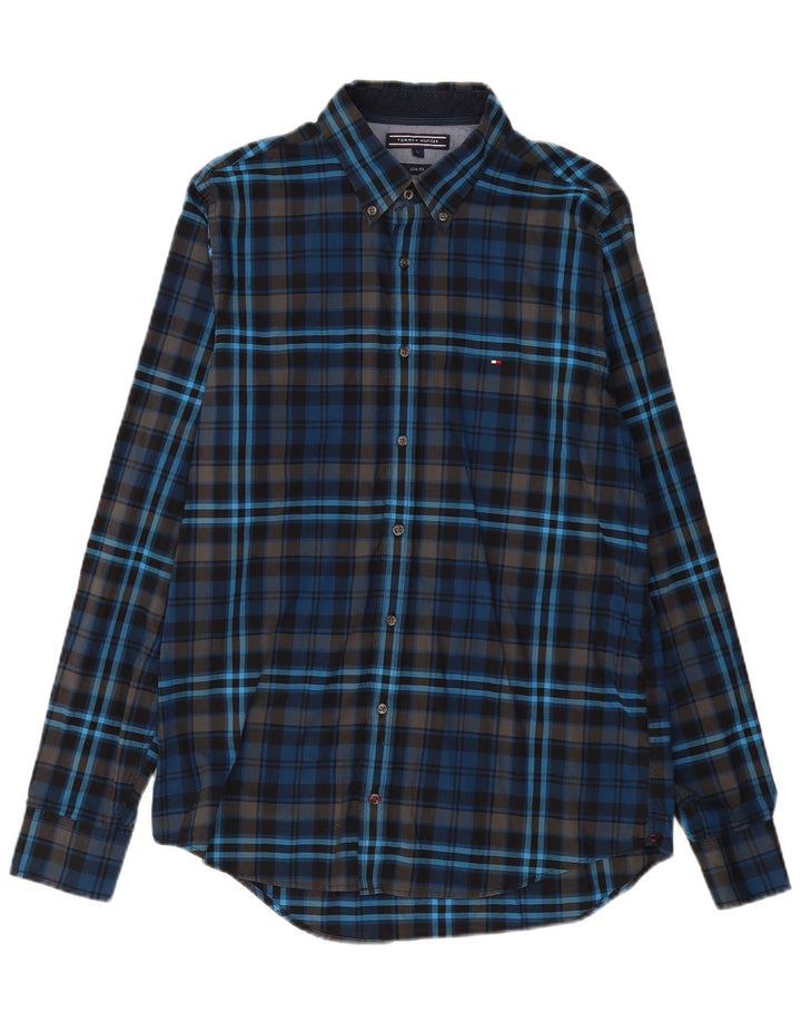 Koszula męska slim fit TOMMY HILFIGER, duża, bawełniana, w granatową kratę