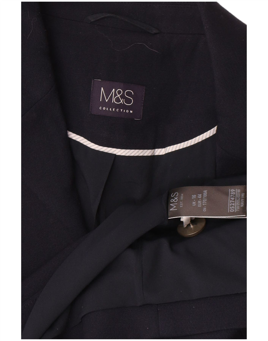 Marks & Spencer Damska marynarka dwurzędowa UK 16, duża, granatowa