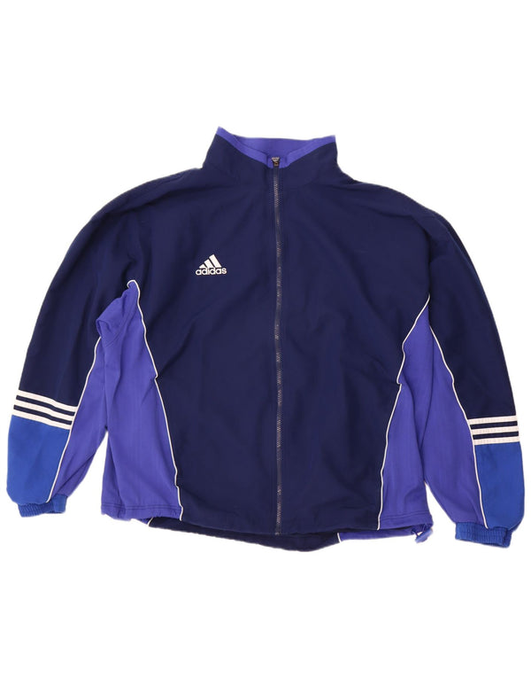 Adidas Męski pełny dres UK 48/50 XL Granatowy poliester z blokami kolorów