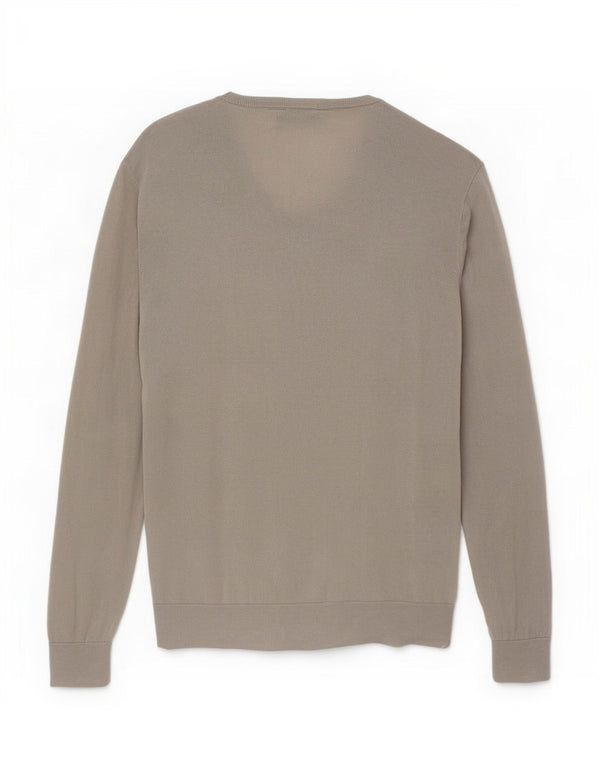 Armani Jeans Męski sweter o regularnym kroju z dekoltem w kształcie litery V, XL, szary, bawełniany