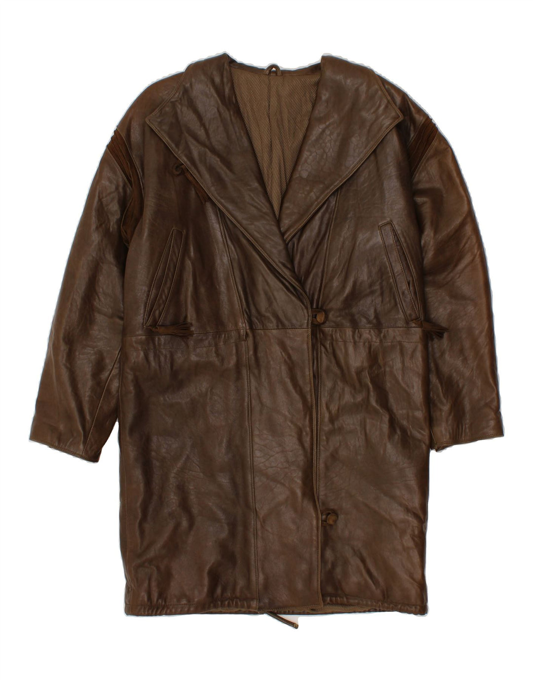 VINTAGE Womens Leather Coat IT 40 Small Brown Leather Vintage Vintage and Second-Hand Vintage from Messina Hembry 