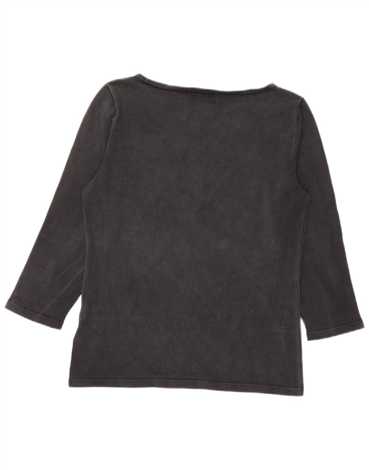RALPH LAUREN Damska bluzka z rękawem 3/4 Top UK 10 Small Black Silk
