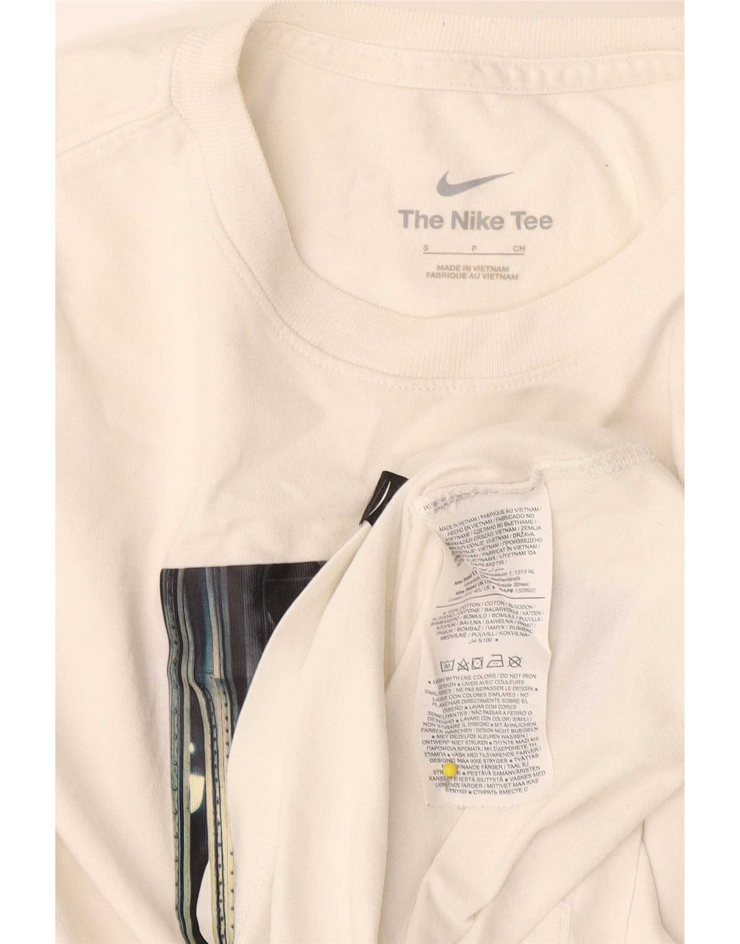 Męski T-shirt z grafiką Nike, mały, biały, bawełniany