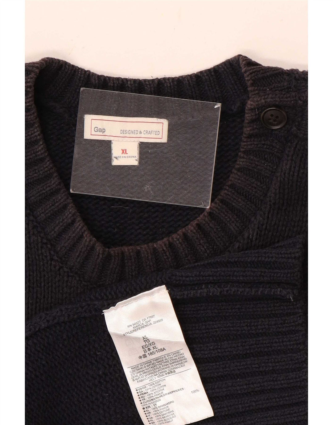 Męski sweter Gap z okrągłym dekoltem XL, granatowy, bawełniany