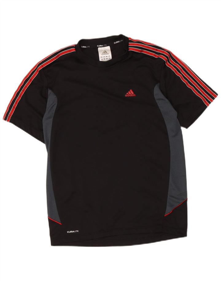 Adidas Męska koszulka Climalite Top, mała, czarna, z blokami kolorów, poliestrowa