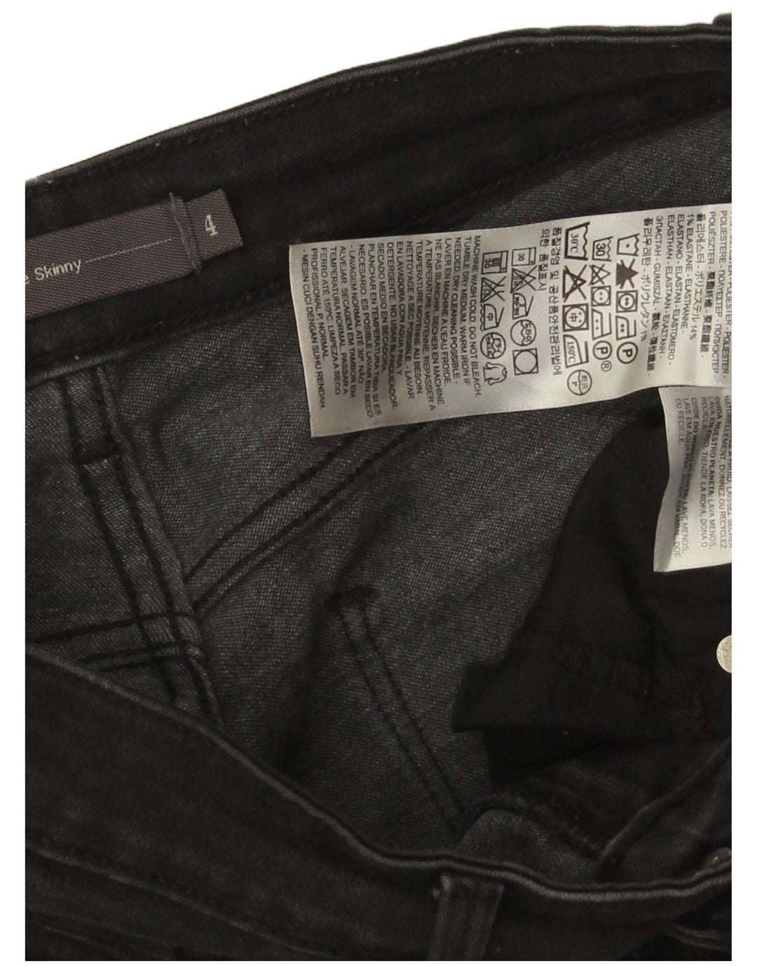 Damskie jeansy skinny ze średnim stanem LEVI'S US 4 Small W28 L28 Czarna bawełna
