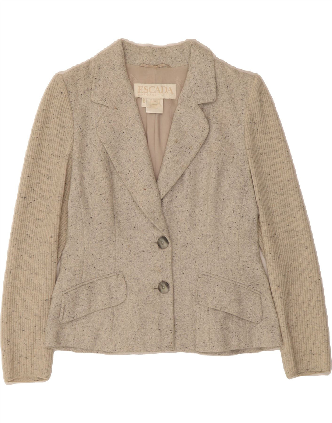 ESCADA Womens by Margaretha Ley Crop Blazer Jacket EU 38 Medium Beige Vintage Escada and Second-Hand Escada from Messina Hembry 